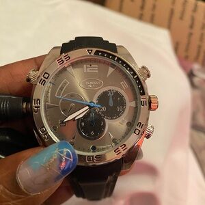 Black and Silver Chronograph Watch